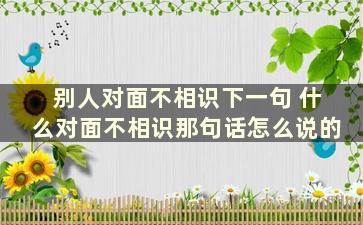 别人对面不相识下一句 什么对面不相识那句话怎么说的